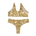 thumbnail image 4 of XZNGL Women Shiny Metallic Two One Piece Swimsuits Bikini Bathing Suit Vest Jumpsuit, 4 of 9