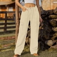 thumbnail image 1 of LOVZFMLL Women's Jeans, Fashion Women's Drawstring Pocket Button Mid Waist Tight Pants Khaki, S, 1 of 6