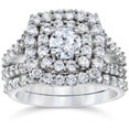thumbnail image 1 of 2 Carat Diamond Cushion Halo Engagement Wedding Ring Set White Gold, 1 of 4