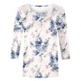 thumbnail image 5 of Jolis Hauts d'Été Mode pour Femmes T-shirt Ample Imprimé Blouse à Manches 3/4 Col Rond Hauts Décontractés Hauts à Manches 3/4 pour Femmes en Liquidation, 5 of 5