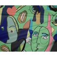 thumbnail image 5 of oneOone Polyester Spandex Sea Green Fabric Abstract Comic Face Dress Material Fabric Print Fabric By The Yard 56 Inch Wide, 5 of 5