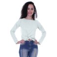 thumbnail image 1 of Moomaya T-Shirt Court à Manches Longues pour Femmes avec Nœud à l'Avant, T-Shirt d'Été Uni, Hauts, 1 of 7