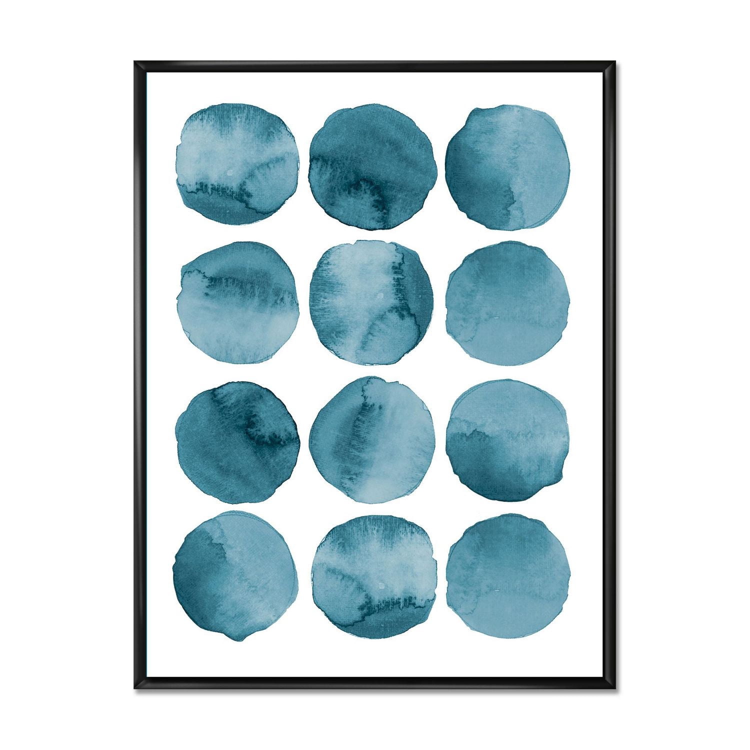 Designart cercles aigue-marine éléments géométriques bleus ART MURAL À CADRE FLOTTÉ