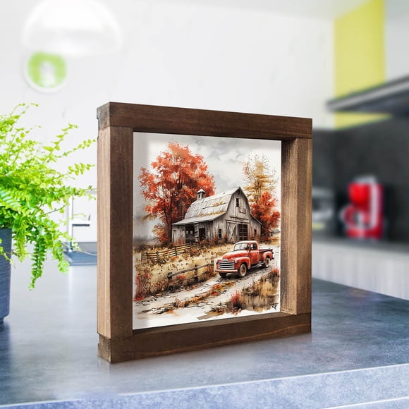 Farmhouse Canvas Wall Art Red Old Tractor Picture Kitchen Wall Sunflowers Country Painting For Bedroom Bathroom Living Room Prints Artwork
