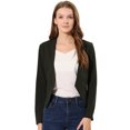 thumbnail image 1 of INSPIRE CHIC Blazer Court Sans Col pour Femme, Travail Bureau Affaires Décontracté, Gris Foncé L, 1 of 6
