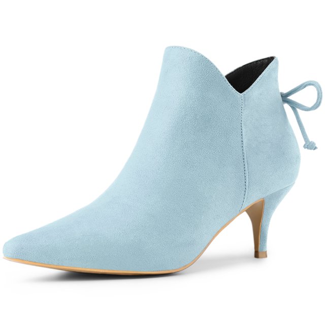 Unique Bargains Bottines à Talon Chaton à Bout Pointu pour Femmes