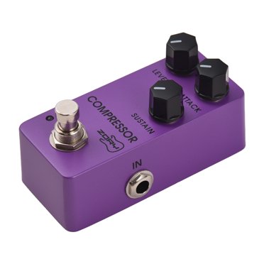 Graflsoa ZORY Z-06 Purple Aluminum Alloy Guitar Compressor Pedal with True Bypass, 6.35mm I/O, LEVEL/ATTACK/SUSTAIN Controls, 9V DC Powered