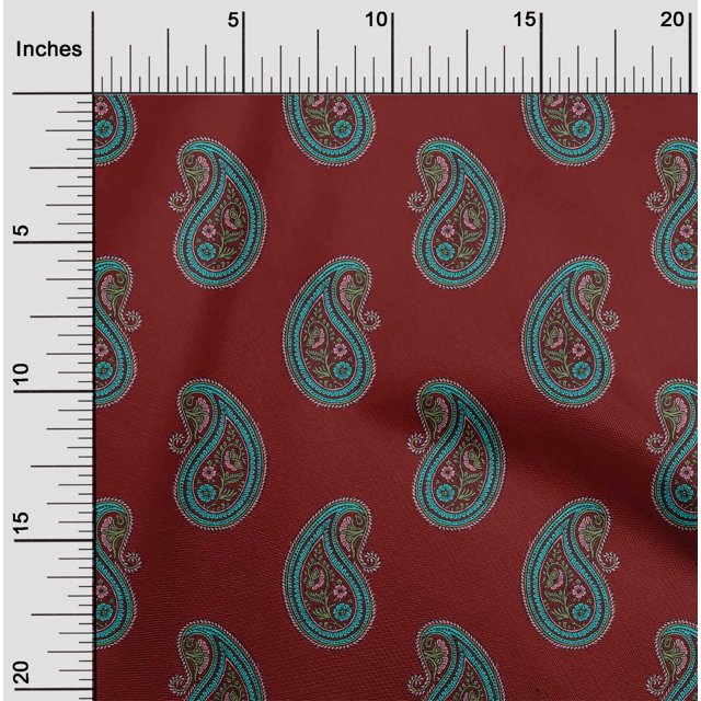 oneOone Cotton Flex Fabric Paisley Block Print Fabric BTY 40 Inch Wide