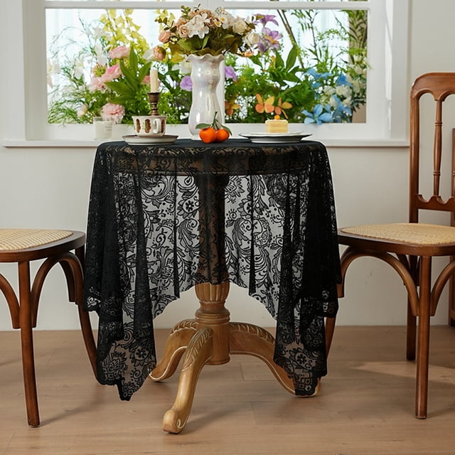 Nappe de Table à Manger Française pour Table Basse, Serviette en Dentelle Ajourée, Nappe Rectangulaire Décorative pour Table Ronde