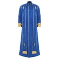 thumbnail image 1 of Moggemol Robe d'Église pour Hommes avec Étole Costume de Prêtre Jeu de Rôle Manches Longues Croix Dorée Manches Courtes Bleu Royal TG, 1 of 6