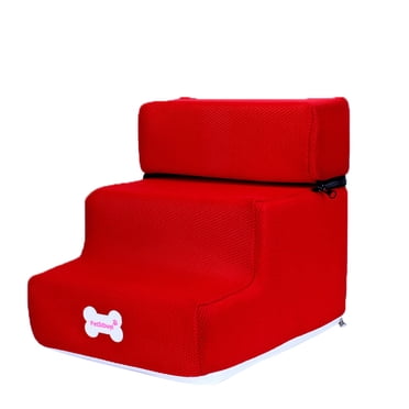 3-Step Dog Stairs - Removable Cover, Non-Slip Mesh & Lightweight - Pet Ladder for Small Dogs