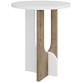 thumbnail image 3 of JV Home Luna Table d'Appoint Ronde Étroite Moderne avec Rangement Table Basse Décorative Étroite de Nuit / Petite Table de Nuit pour Salon Chambre 15,8 Pouces (Blanc - Brun Clair), 3 of 7