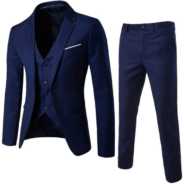 Men‘S Suit Slim 3-Piece Suit R Business Wedding Party Jacket Vest & Pants