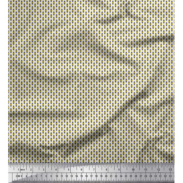 Soimoi Moss Georgette Fabric Geometric Small Print Sewing Fabric Yard 42 Inch Wide