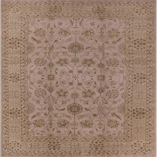 Ahgly Company Indoor Square Mid-Century Modern Light Copper Gold Oriental Area Rugs, 8' Square