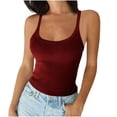thumbnail image 2 of BLCHUNen Camisoles pour Femmes Tendance Sans Manches Col Ras du Cou Ajustées Extensibles Extérieur Décontracté Relax Aguichant Mode Hauts à Col Licou, 2 of 6