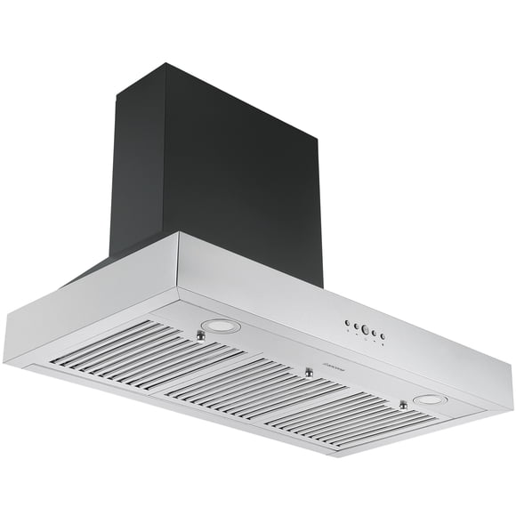 Ancona Pro 36 in. Ducted Wall Mount Pyramid Range Hood in Black & Stainless Steel
