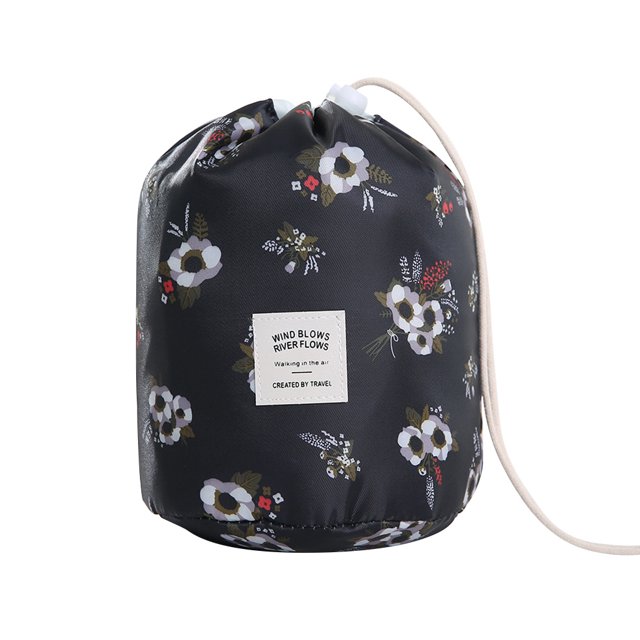 VONKY Drawstring Makeup Bag Large Capacity Cosmetic Organizer Adjustable Portable Travel Pouch, Flower