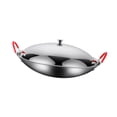 thumbnail image 4 of veasfak Poêle de Cuisson en Acier Inoxydable Wok à Double Poignée pour Barbecue Restaurant Hôtel 9 Pouces avec Couvercle, 4 of 9