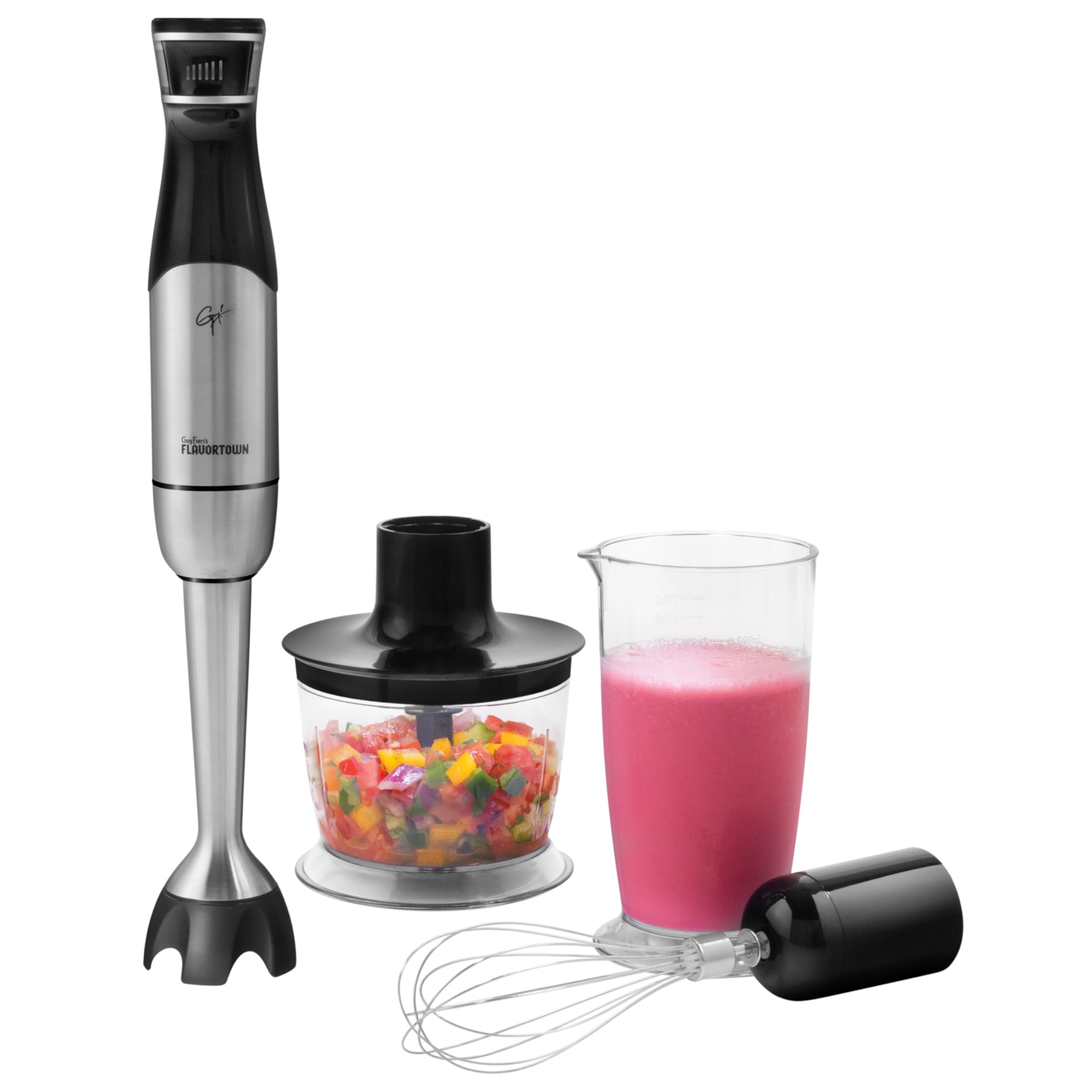 Guy Fieri's Flavortown Immersion Blender with DynamicShaft Technology, 400W & One-Hand Speed Control &ndash; Perfect for Soups, Sauces, Smoothies, Ba