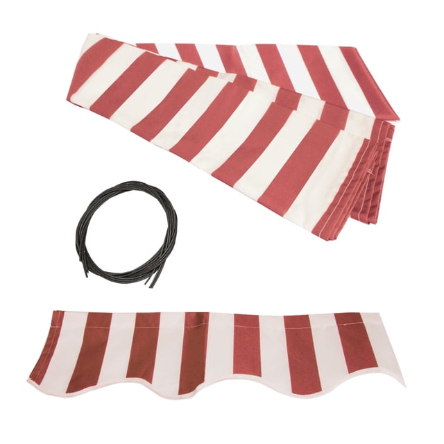 ALEKO Auvent Rétractable 8 X 6,5 Pieds Tissu de Remplacement en polyester à Rayures Rouges et Blanches, Illustré avec Cordon en Tissu Inclus et Manuel. le Tissu Est Résistant aux UV, à l'Eau et à la Moisissure, Idéal pour l'Ombre Extérieure et les Auvents de Porte, compatible avec la Plupart des Marques d'Auvents de Même Taille.