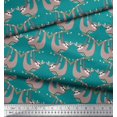 thumbnail image 3 of Soimoi Polyester Crepe Fabric Feather,Branch & Sloth Cartoon Printed Craft Fabric by The Yard 42 Inch Wide, 3 of 3