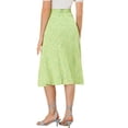thumbnail image 3 of Unique Bargains Jupe Midi Trapèze à Imprimé de Feuilles pour Femme, Vert Printemps, TG, 3 of 6