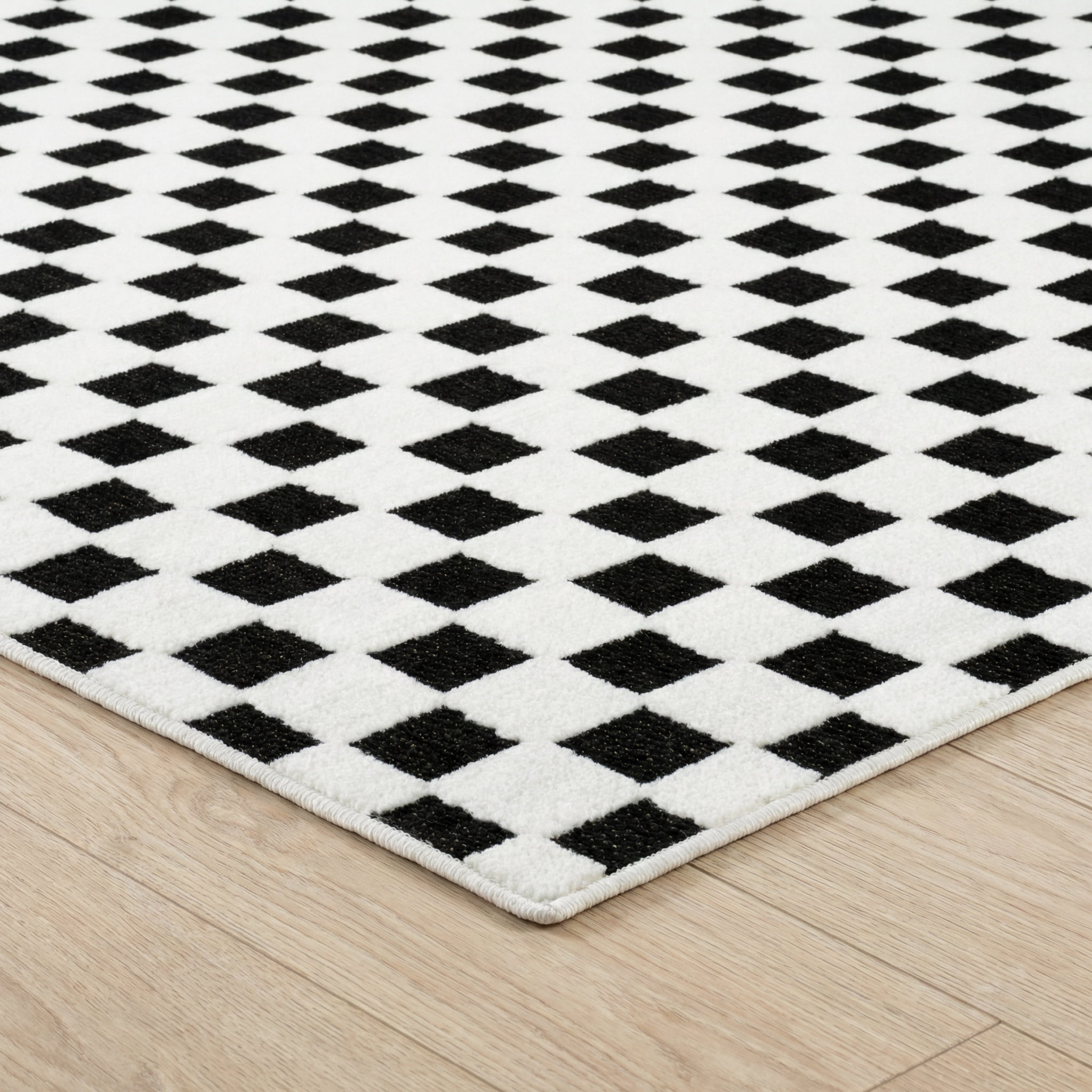 Rug Branch Maise Checkered Indoor Outdoor Area Rug, Black White, Modern - Entryway, Hallway, Bathroom, and Kitchen