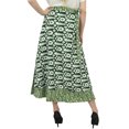 thumbnail image 2 of Phagun Robe Bohème Verte en Coton, Jupe Portefeuille Réversible Imprimée Ikat pour l'Été, 2 of 6