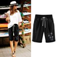 thumbnail image 2 of Plebaso Womens Casual Shorts Knee Length Rull up Printed Shorts Straight Summer Short Pants with Pockets, 2 of 3