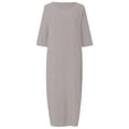 thumbnail image 2 of Innerwin Robe Midi Simple Robes pour Femmes Plage Col Rond Confortable Gris P, 2 of 4