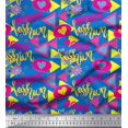 thumbnail image 1 of Soimoi Blue Viscose Chiffon Fabric Text,Heart & Triangle Geometric Print Fabric by Yard 42 Inch Wide, 1 of 3