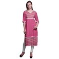 thumbnail image 1 of Bimba Robes Tuniques Droites pour Femmes Kurti Imprimé Tenue d'Été Kurta, 1 of 5