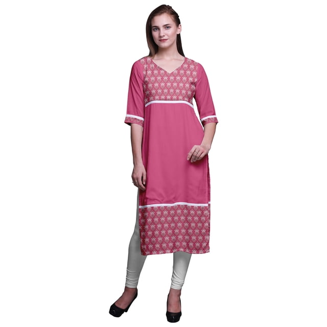 Bimba Robes Tuniques Droites pour Femmes Kurti Imprimé Tenue d'Été Kurta