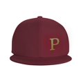 thumbnail image 3 of ZICANCN Alphabet P Pattern Baseball Caps, Trucker Hats for Men And Women, Adjustable Breathable Flat Caps, Dark Red, 3 of 6