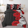 thumbnail image 1 of YST Aztec Dahlia Comforter Set, Full Size, 7-Piece, Floral, White Red Black, Bedding Set, 1 of 5
