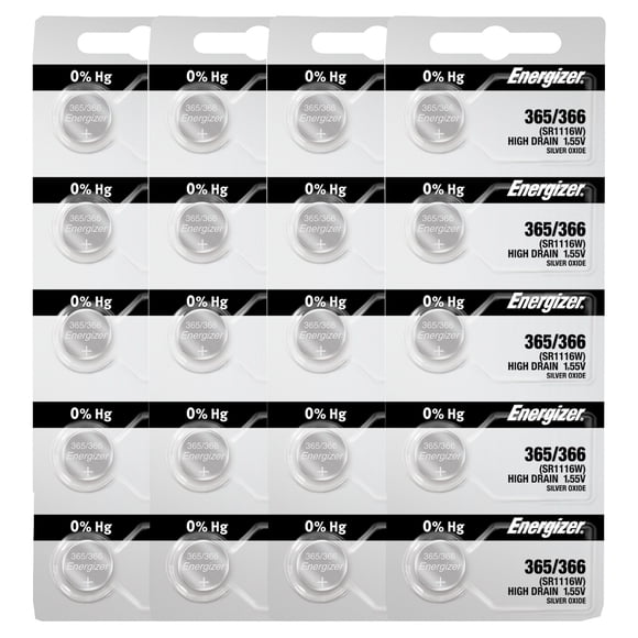 Energizer 365/366 SR1116W Silver Oxide Watch Battery (20 Pack)