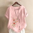 thumbnail image 2 of Pompotops Femmes Été Oversize Casual Col Rond à Manches Courtes Impression de Fleurs Lâches Shirt Tops, 2 of 5