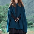 thumbnail image 4 of Baikeli Womens Cape Hooded Cardigans Fahsion Cloak Long Poncho Solid Color Open Front Outwear Plus Size Winter Coat, 4 of 7