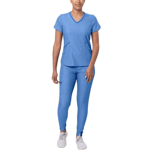 Adar Pro Women's Sweetheart V-Neck Scrub Set, Heather, Sizes XS-XXXL