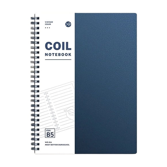 Blue B5 Spiral Notebook Thick Paper 60 Sheets 120 Pages Grid Notebook For School Office 9.8X7 Inches Durable Cover Notebook With Pocket Planner Journal Writing Notebook