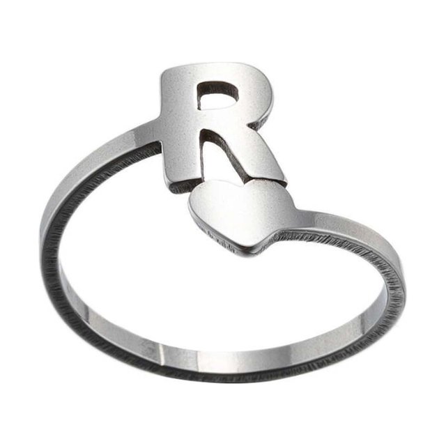 Bagues à Ouverture de Lettres Anglaises en Acier Inoxydable pour Filles Amour Bijoux Rétro