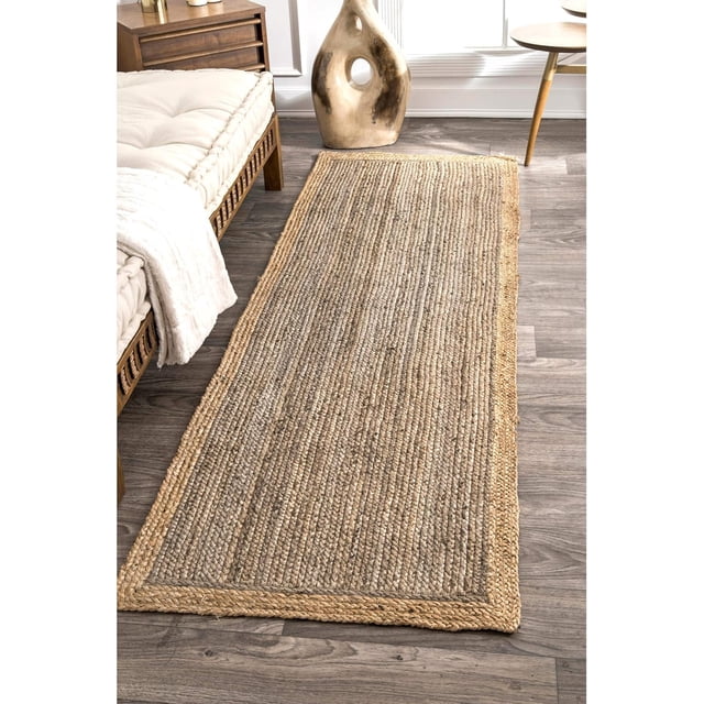 Indian Handmade Braided Inner Gray Natural Jute Area Rug, Home Décor Rug, Jute Rug for Bedroom, Dining Room, living room, Doormat Rug Size - 2.6' x 6' (78 cm x 180 cm)