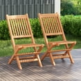 thumbnail image 3 of Costway 2PCS Patio Folding Chair Solid Indonesia Teak Wood Slatted Seat Natural Portable Outdoor, 3 of 9