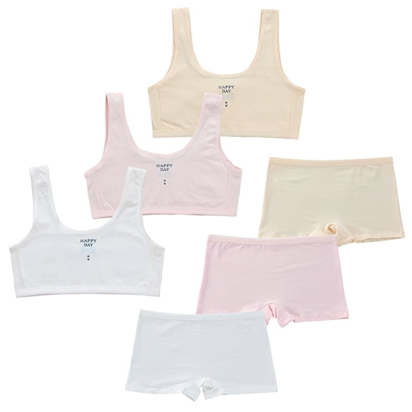 Girls Padded Training Bras Fit for 11-16 Years Teen Girls Breathable Bra Elastic Shoulder Straps Adjustable Straps Fixed Pads