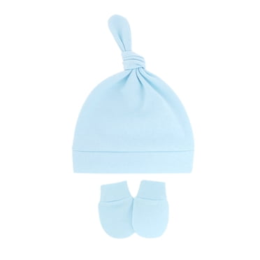 Hontri Chapeau Chapeaux Nouveau-Né Automne Hiver Doux et Chaud Casquette Nouée pour Garçons et Filles - Chapeaux Bébé Biologiques 0-6 Mois Mitaines Gants Nourrisson Tout-Petit Casquette de Baseball