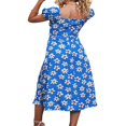 thumbnail image 4 of Women Ruffle Short Sleeve Square Neck Boho Floral Midi Dress Flowy A Line Long Dress, 4 of 7