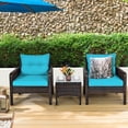 thumbnail image 3 of Patiojoy Ensemble de Conversation en Rotin Osier pour Patio Extérieur 3 Pcs avec Coussins Turquoise, 3 of 8
