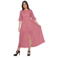 thumbnail image 1 of Moomaya Long Button Down Shirts For Women Front Slit A-Line Kurtis Summer Kurta, 1 of 5