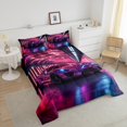 thumbnail image 4 of Sports Car Toddler Comforter Set Racing Sports Bedding Set,Purple Neon Light Geometric Down Comforter for Kids Teens Men Extreme Sport Automobile Bed Set, 4 of 7
